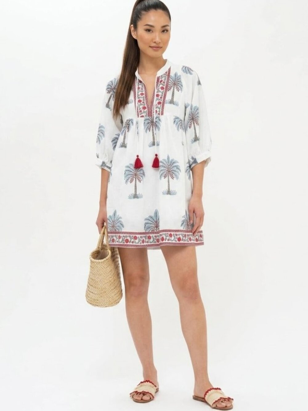 OLIPHANT Cuff Sleeve Mini Dress in Kiawah Red